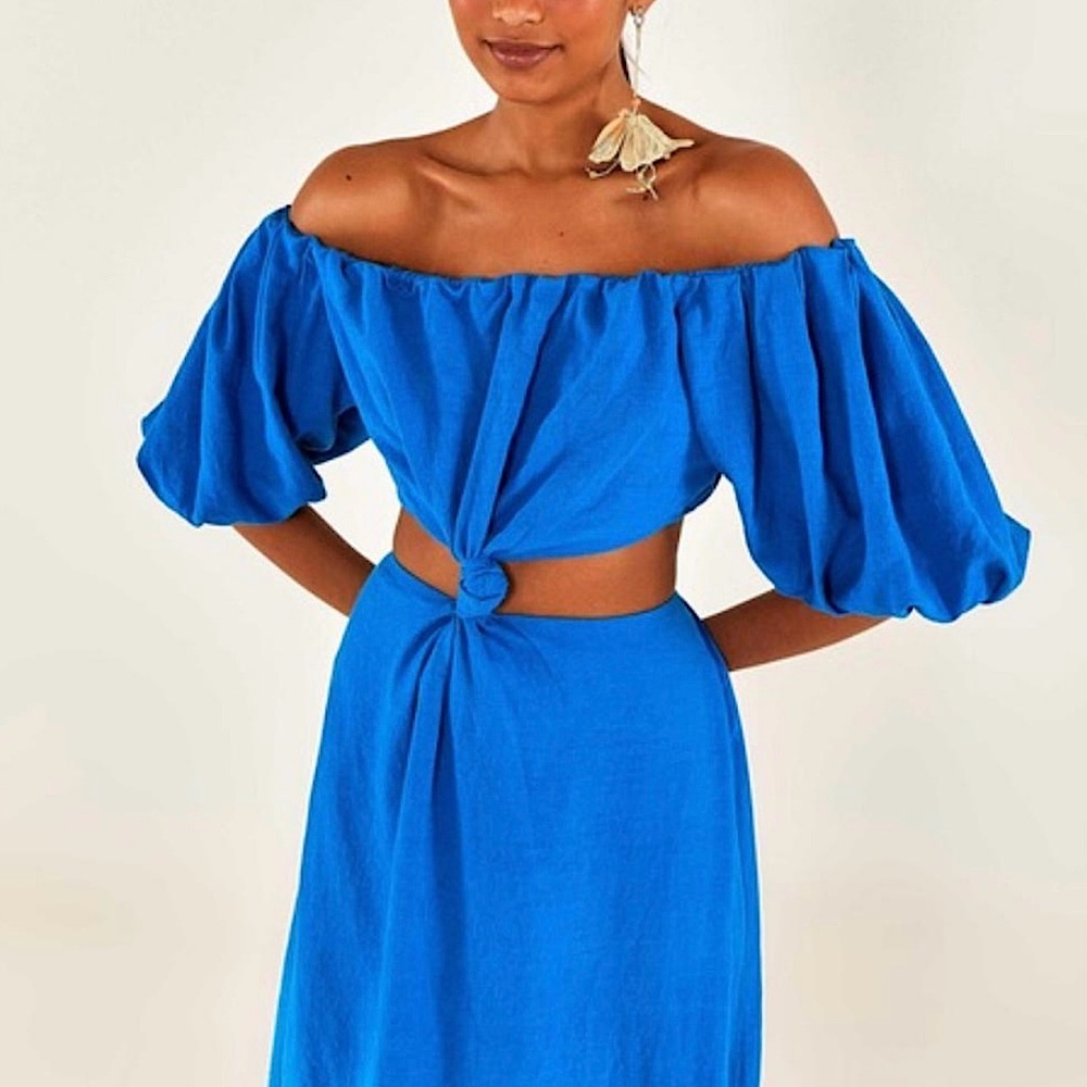 FARM Rio Blue Off-Shoulder Dress - Picture 4 of 11